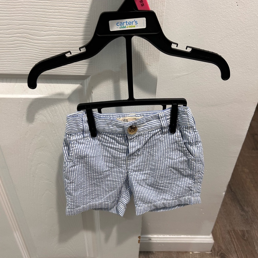 Blue and White Striped Shorts